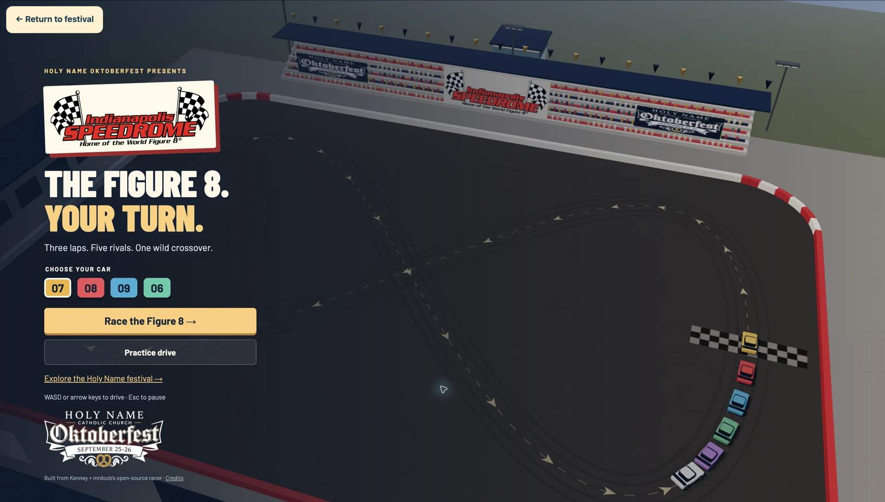 Interactive Speedrome game — festival website